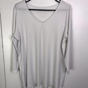 Susan Graver Top Womens Large Modern Essentials V Neck Semi Sheer Capsule